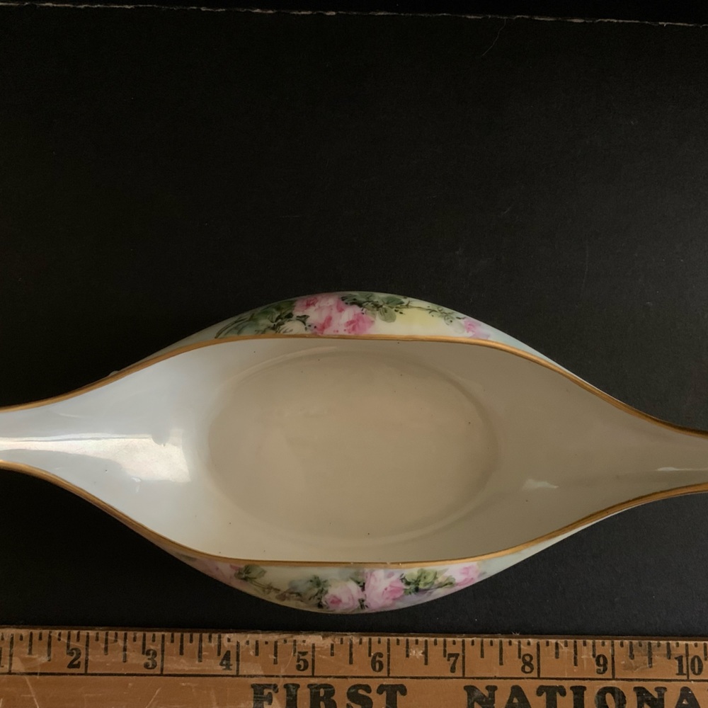 Vintage Tresseman Vogt (T&V) Limoges France Hand painted Floral Gold Dish